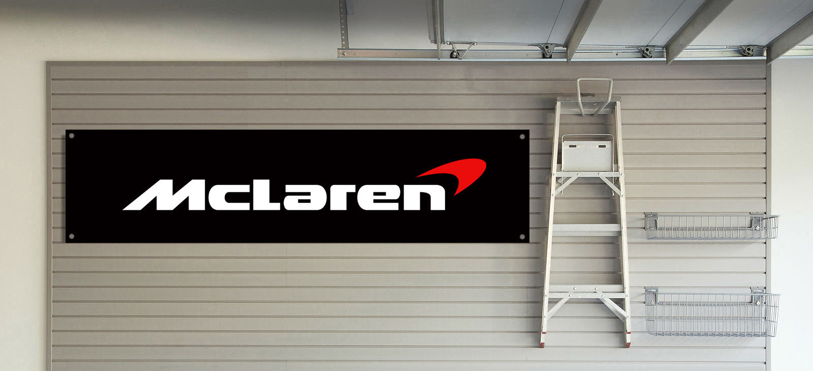 McLaren Logo Banner Garage Workshop Sign Printed PVC Trackside Display 