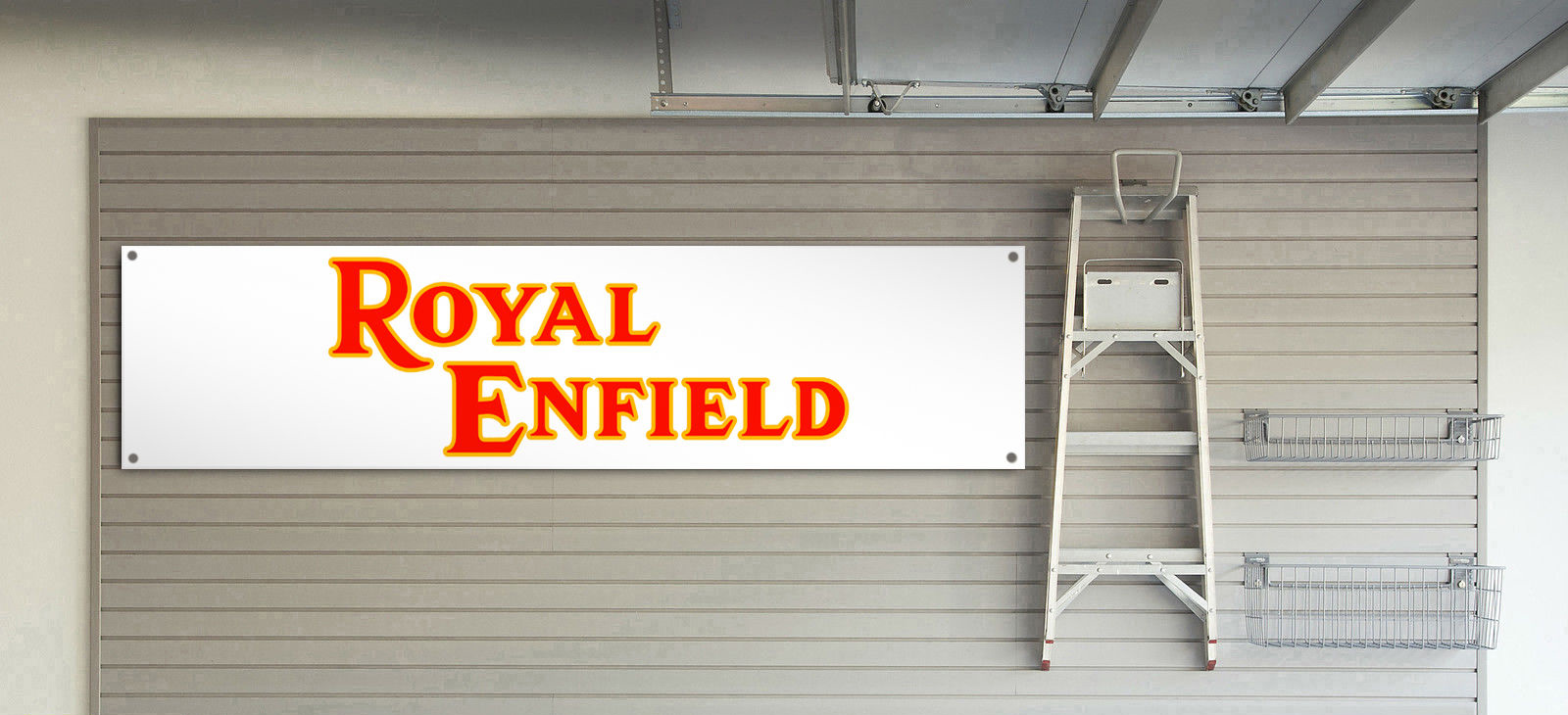 PVC logo banner for your workshop garage or man cave Royal Enfield Banner 