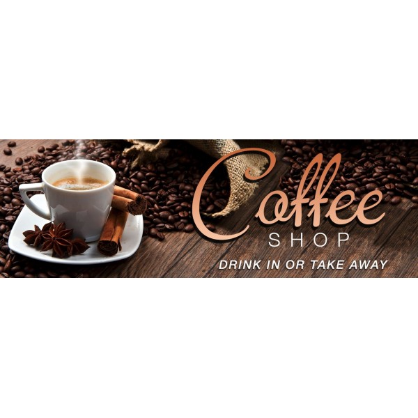 2x8 Coffee Banner Sign 24x96 for Shop Business Front 