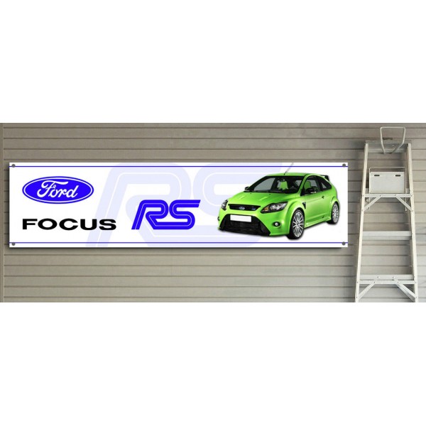 Office PVC with eyelets Banner for Workshop green Ford Focus RS Garage 