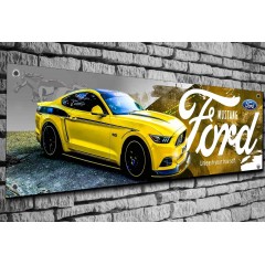 Ford Mustang (yellow) Garage/Workshop Banner