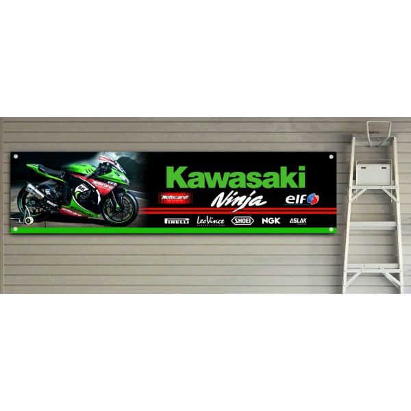 Motamec Kawasaki Racing Ninja Bike Motorbike Large Wall Banner Garage Worshop 