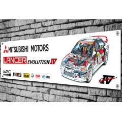 Mitsubishi Lancer Evo 4 WRC Cutaway Garage Banner