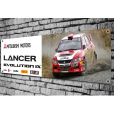 Mitsubishi Lancer Evo 9 Rally Car Garage Banner
