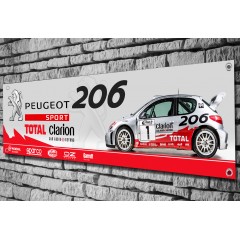 Peugeot 206 WRC Rally Car Garage Banner