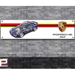 Porsche 968 Cutaway Logo Banner