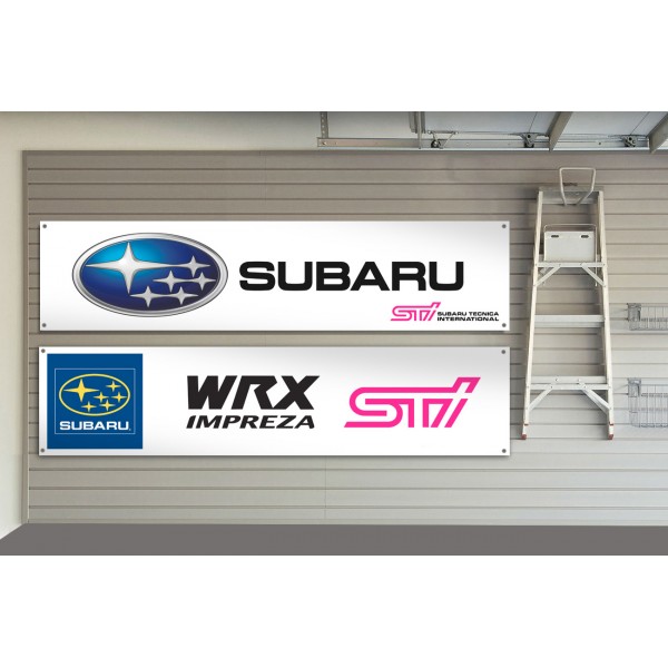 Subaru Motorsport workshop garage PVC banner sign Impreza WRX STI RALLY Sign 